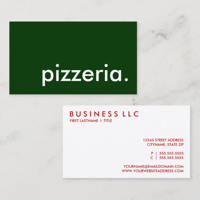 Cartão De Visita pizzaria. (Frente/Verso)