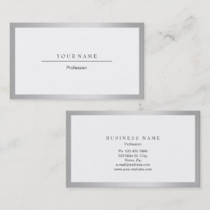 Cartão De Visita Pla metálico mínimo de prata do evento do quadro