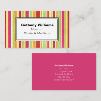 Cartão De Visita Placa de Chamada Simples de Faixa Verde Rosa