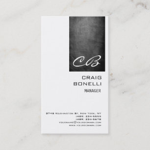 Cartão De Visita Placa de Cinza de quadro branco monograma