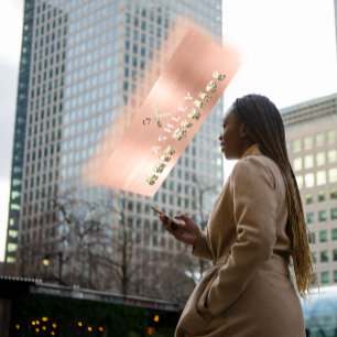 Cartão De Visita Placa de Compromisso Dourada do Rosa de Salão Styl