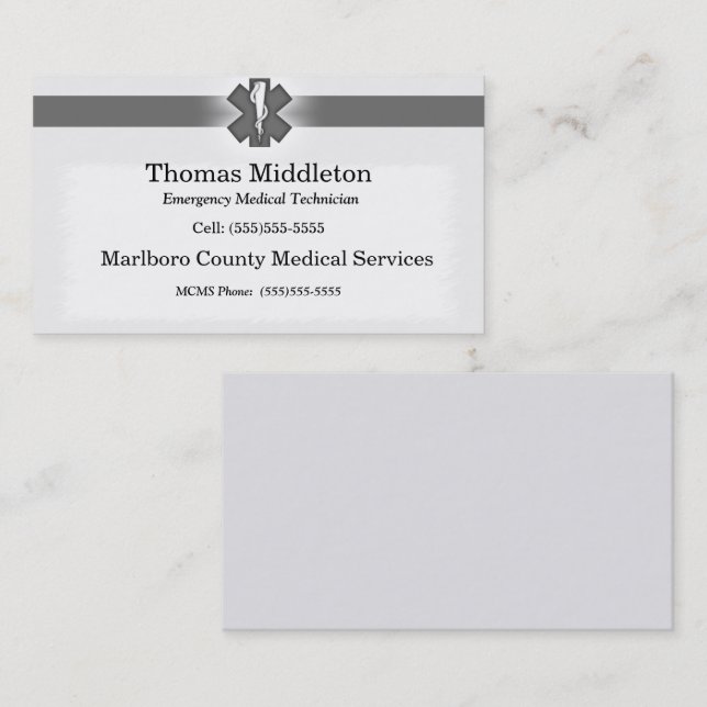 Cartão De Visita Placa de contato EMS/EMT para cinzas (Frente/Verso)
