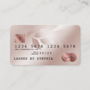 Cartão De Visita Placa de Crédito Estilado Rosa Dourada Watercolor
