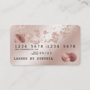 Cartão De Visita Placa de Crédito Estilhaçada Rosa Dourada Glitteri