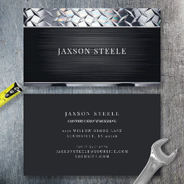 Cartão De Visita Placa de diamante de metal escovado preto profissi