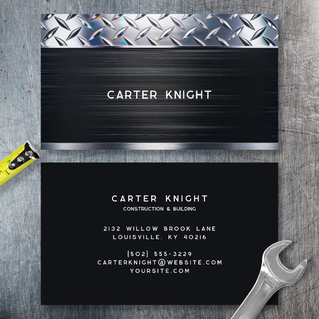 Cartão De Visita Placa de Diamante de Metal Negro (Criador carregado)