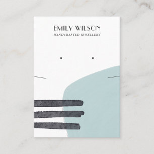 CARTÃO DE VISITA PLACA DE EXIBIÇÃO ABSTRATO AQUA BLUE NECKLACE EARR