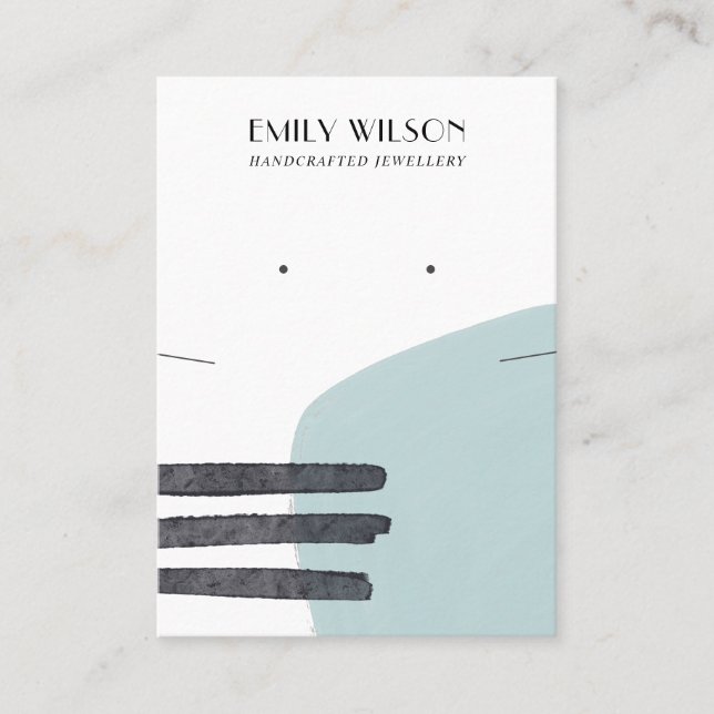 CARTÃO DE VISITA PLACA DE EXIBIÇÃO ABSTRATO AQUA BLUE NECKLACE EARR (Frente)