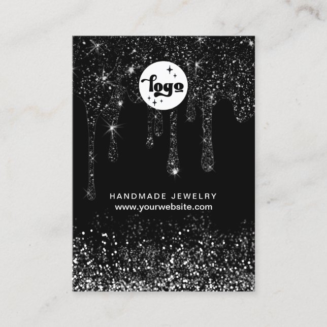 Cartão De Visita placa de exibição de brilho preto (Frente)