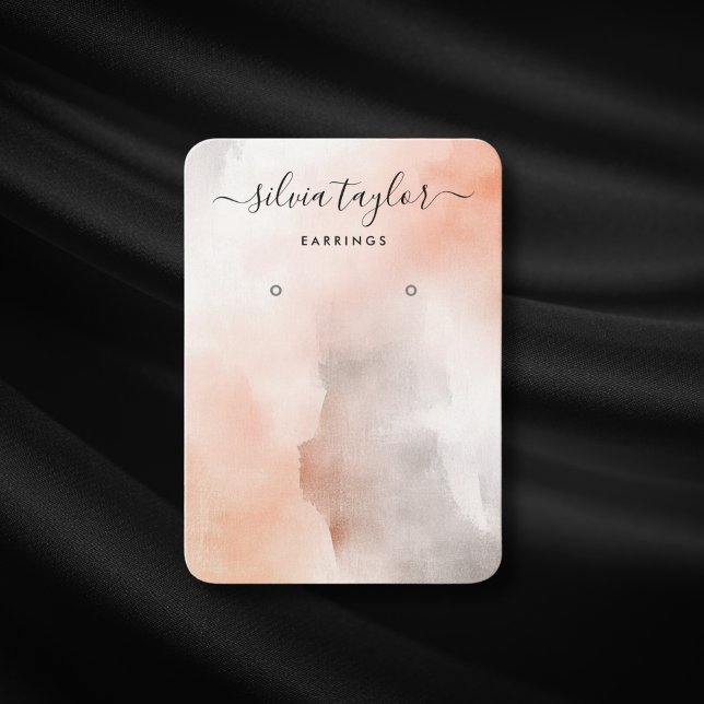 Cartão De Visita Placa de exibição de brinco rosa pincelado com cal (Criador carregado)