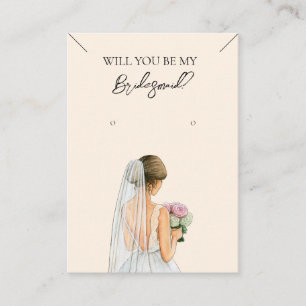 Cartão De Visita Placa de Exibição de Colar de Bridesmaid e Enrelaç