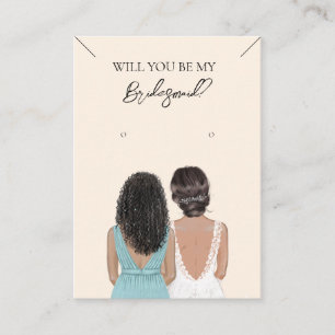Cartão De Visita Placa de Exibição de Colar de Bridesmaid e Enrelaç