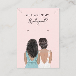 Cartão De Visita Placa de Exibição de Colar de Bridesmaid e Enrelaç