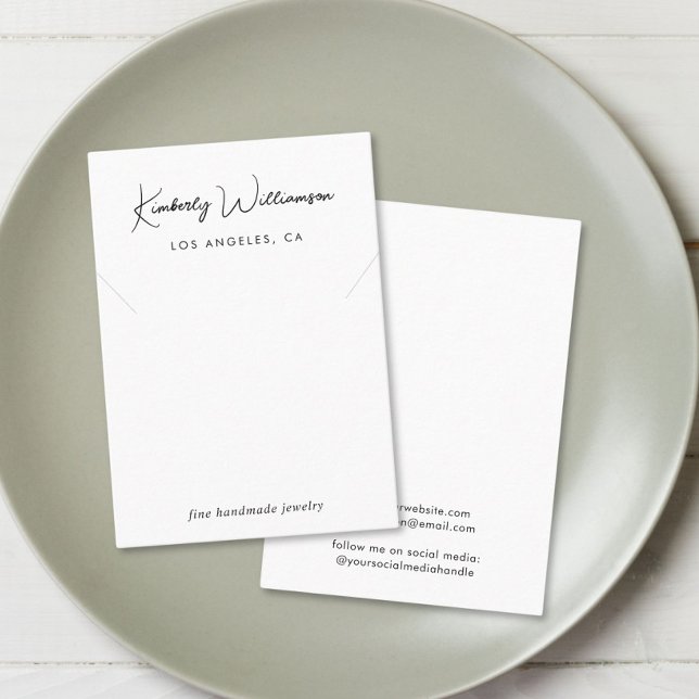 Cartão De Visita Placa de Exibição de Colar de Script Chic (Empower your name in our signature script as your logo and brand identity)