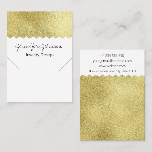 Cartão De Visita Placa de Exibição de Colar Dourada com Padrão (Frente/Verso)