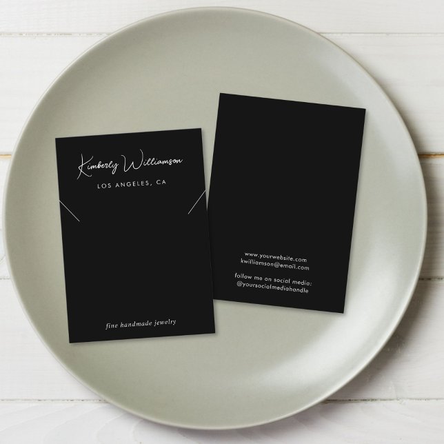 Cartão De Visita Placa de Exibição de Colar Preta de Colar de Scrip (Empower your name in our signature script as your logo and brand identity)