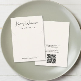 Cartão De Visita Placa de Exibição de Creme de Colar de Script Chic