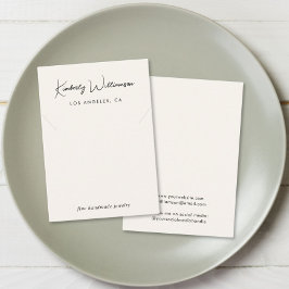 Cartão De Visita Placa de Exibição de Creme de Colar de Script Chic