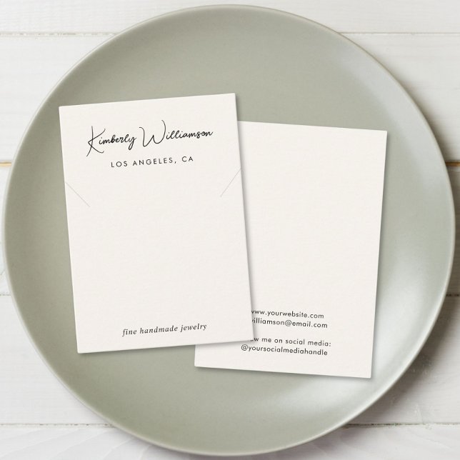 Cartão De Visita Placa de Exibição de Creme de Colar de Script Chic (Empower your name in our signature script as your logo and brand identity)