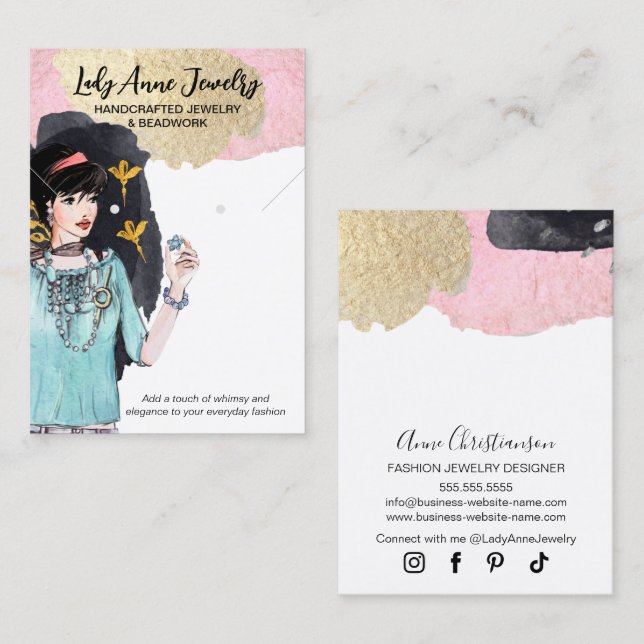 Cartão De Visita Placa de Exibição de Gravação de Joias de Atenção (Frente/Verso)