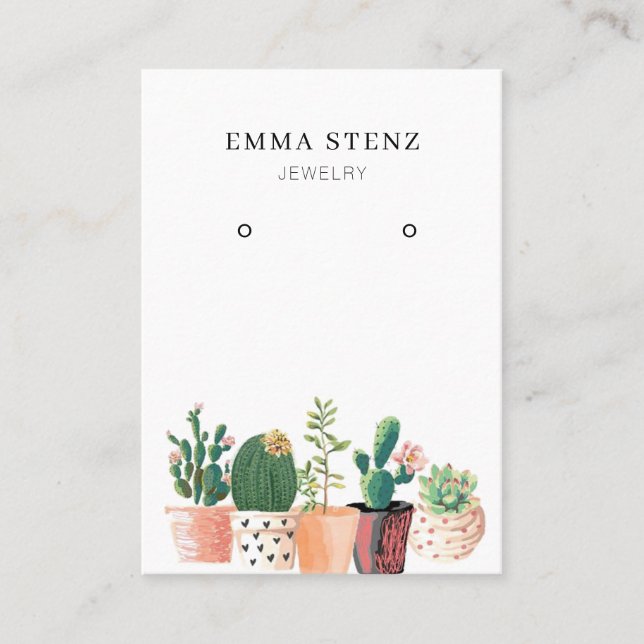 Cartão De Visita Placa de Exibição de Joias ・ Cactus Flor (Frente)