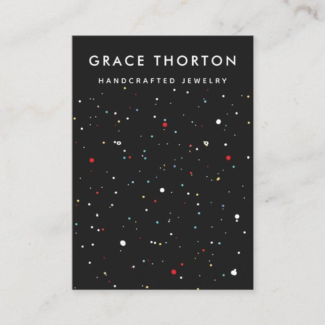 Cartão De Visita Placa de Exibição de Joias de Confetti Bonito (Frente)