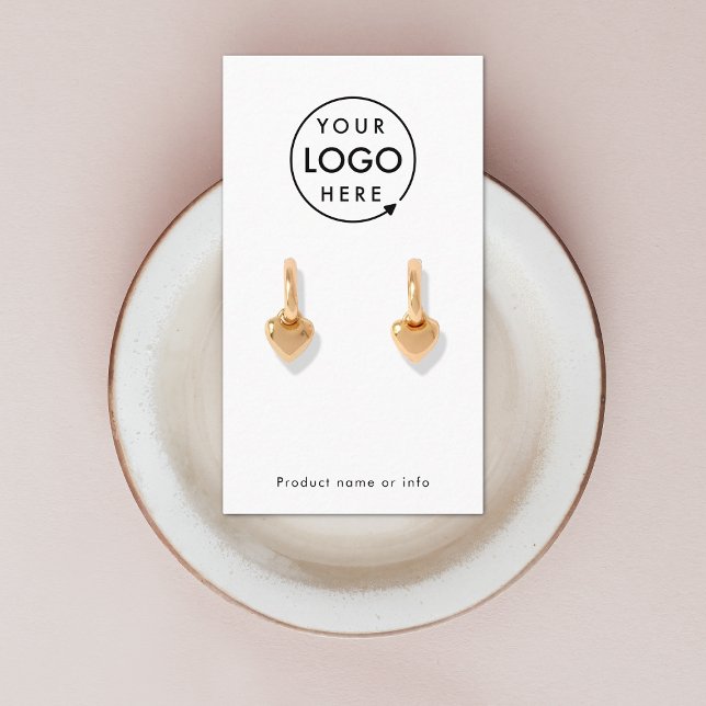 Cartão De Visita Placa de exibição de velocidade branca moderna par (Modern minimalist white earring display card by Guava - clean, stylish, and customizable)