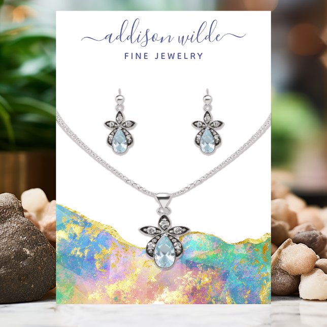 Cartão De Visita Placa de Exibição do Colar do Arco-Íris Gemstone (Criador carregado)