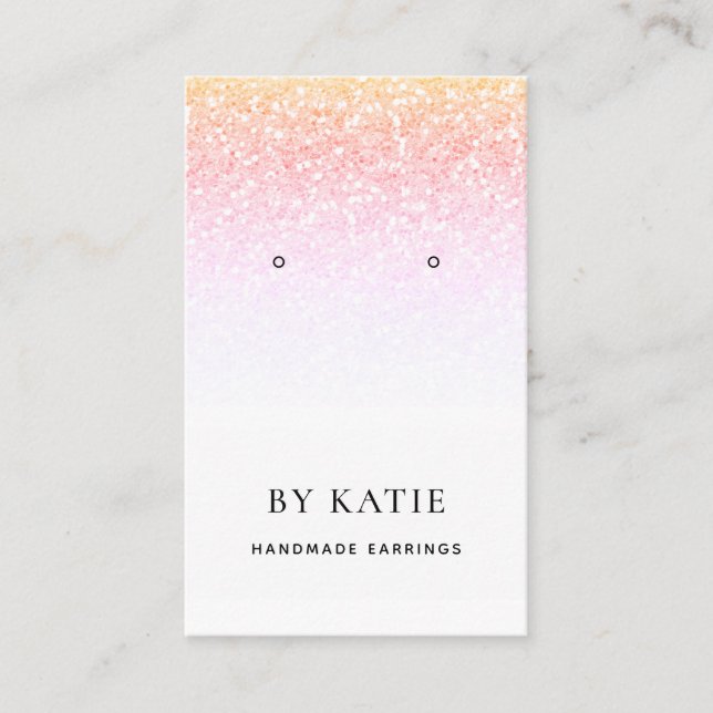 Cartão De Visita Placa de exibição do Rainbow Faux Glitter Earratio (Frente)