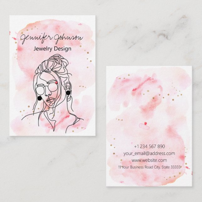 Cartão De Visita Placa de Exibição do Retentor do Retrato de Aquare (Frente/Verso)