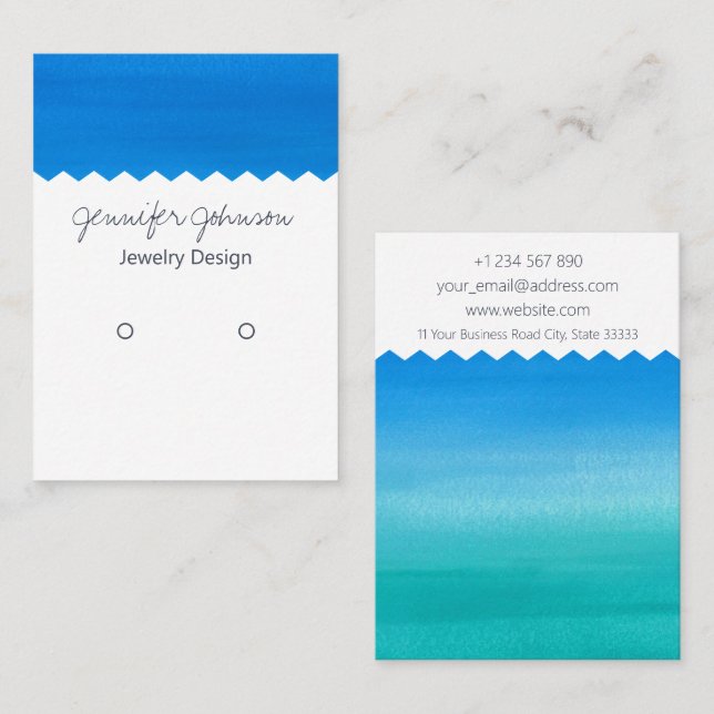 Cartão De Visita Placa de Exibição do Titular da Gravação de Aquare (Frente/Verso)