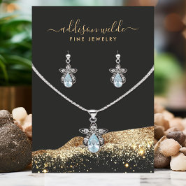 Cartão De Visita Placa de exibição Dourada brilhante com brilho pre