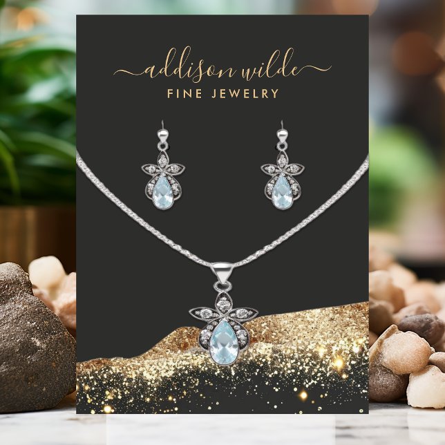 Cartão De Visita Placa de exibição Dourada brilhante com brilho pre (Criador carregado)