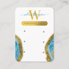 Cartão De Visita Placa de Exibição Dourada do Ângulo Azul