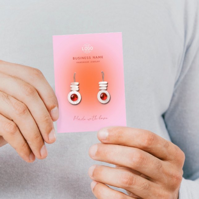 Cartão De Visita Placa de exibição Purgy Pink Aura Modern Earrings (Criador carregado)