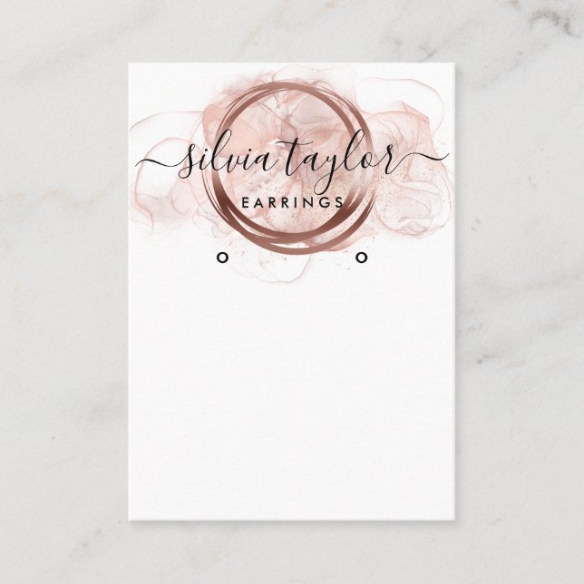 Cartão De Visita Placa de exibição rosa Dourado Calliografia art Ea (Frente)