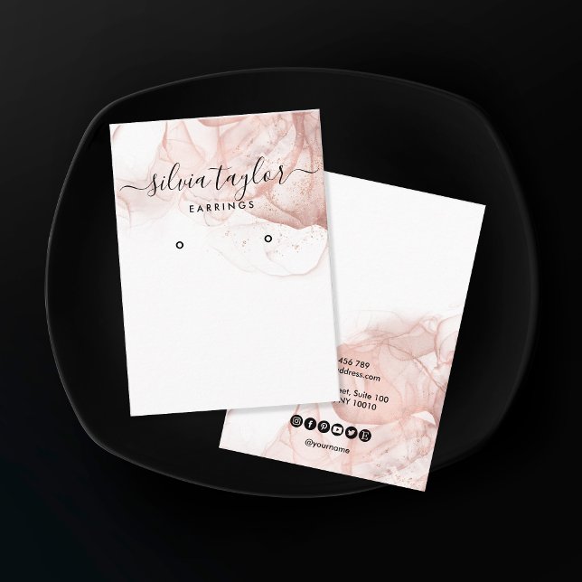 Cartão De Visita Placa de exibição rosa Dourado Calliografia art Ea (Criador carregado)