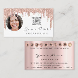 Cartão De Visita Placa de fidelidade 10 Ouro Rosa de  Coroa do  QR 