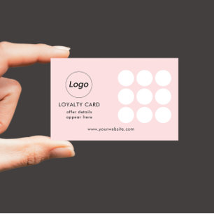 Cartão De Visita Placa de fidelidade do logotipo rosa simples