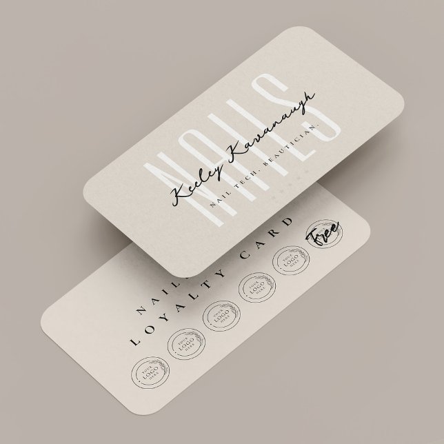 Cartão De Visita Placa de fidelidade para lanchonete de beleza da t (Nail Tech Beauty Sand Logo Punch Loyalty Card
)