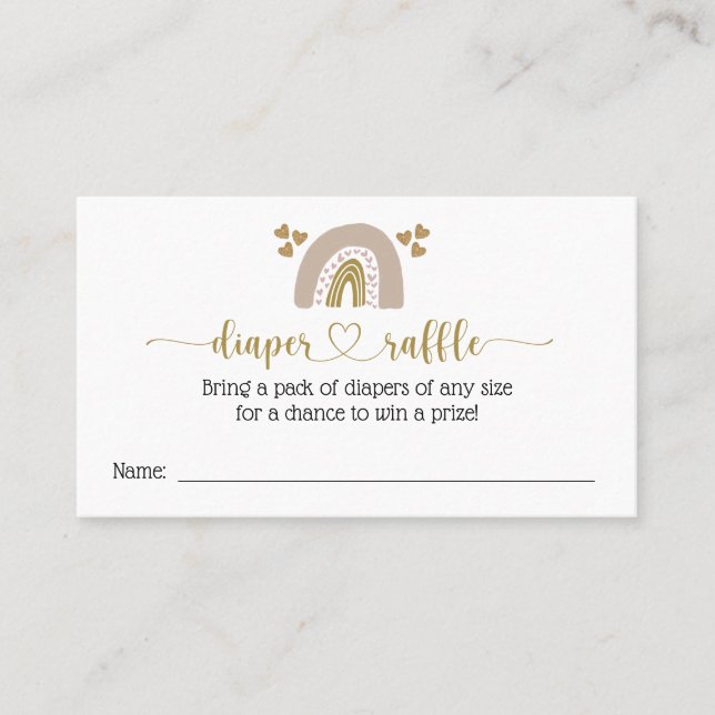 Cartão De Visita Placa de gabinete Raffle para Fralda Arco-Íris de  (Frente)