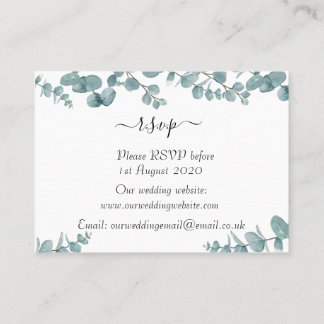 Cartão De Visita Placa de gabinete RSVP de Casamento Eucalyptus Bot