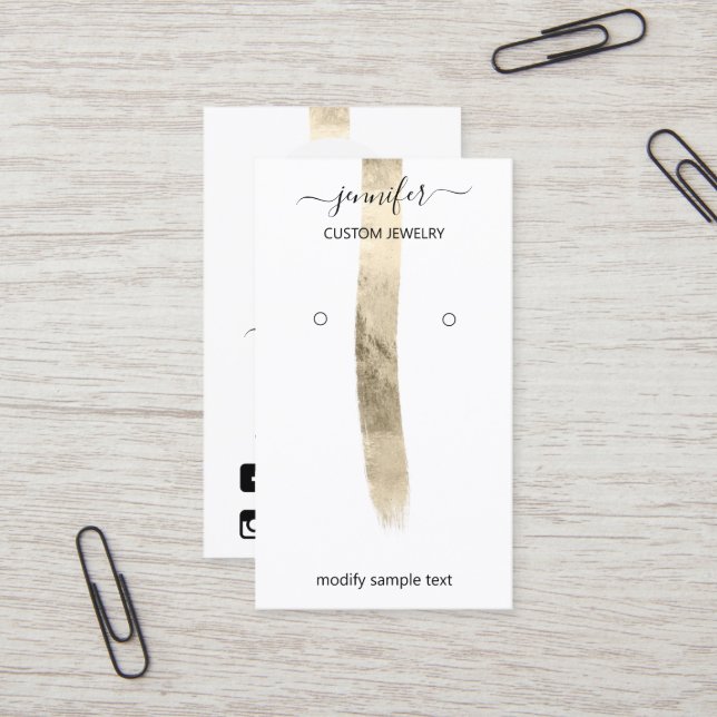 Cartão De Visita Placa de joalharia personalizada Mídia social Dour (Frente/Verso In Situ)