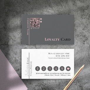Cartão De Visita Placa de Lealdade de Código QR para Cinzas Rosa Ci
