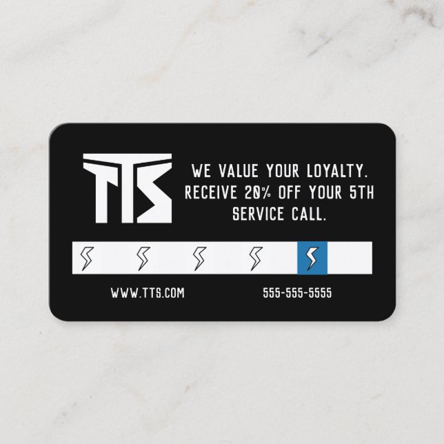 Cartão De Visita Placa de lealdade profissional do contratante elét (Frente)