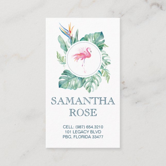 Cartão De Visita Placa de Mamãe Costeira Flamingo Rosa (Frente)