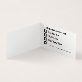 Cartão De Visita Placa de Preferência Pessoal Pronoun