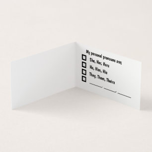 Cartão De Visita Placa de Preferência Pessoal Pronoun