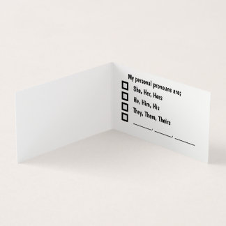 Cartão De Visita Placa de Preferência Pessoal Pronoun