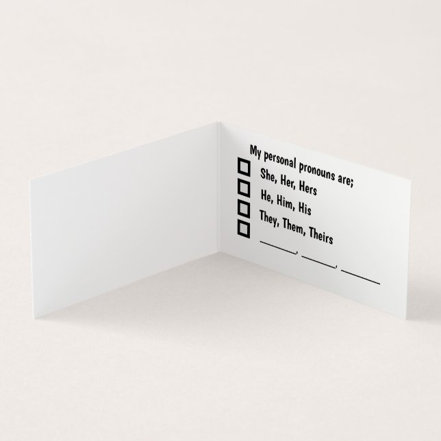 Cartão De Visita Placa de Preferência Pessoal Pronoun (Interior)
